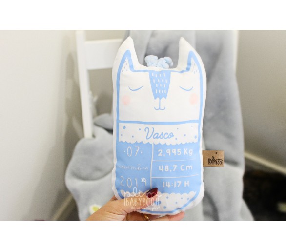 Peluche / almofada dados de nascimento - gato