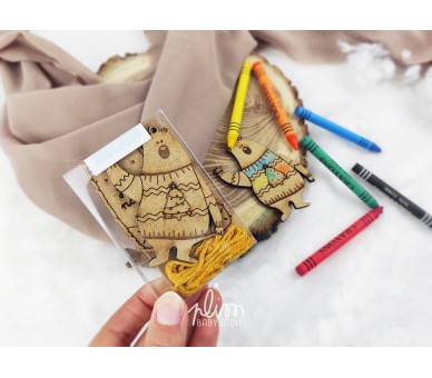pACK 3 Pendentes de Natal - urso, meia, árvore - 6 lápis de cera + cordel - oferta para as crianças colorirem neste Natal