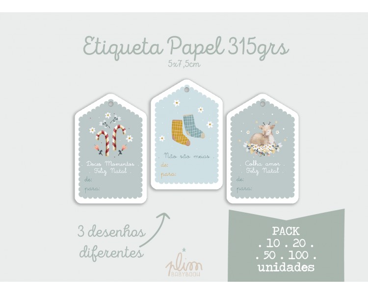 PACK etiquetas para presentes - papel 315grs -DOCES MOMENTOS, NÃO SÃO MEIAS, COLHA AMOR
