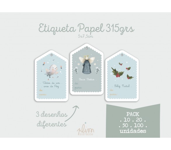 PACK etiquetas para presentes - papel 315grs -ANO DE PAZ, BOAS FESTAS, FELIZ NATAL