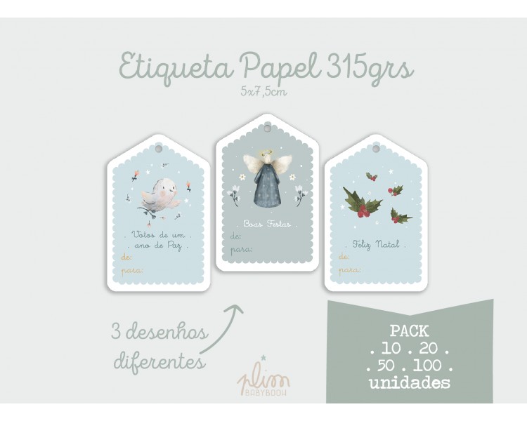 PACK etiquetas para presentes - papel 315grs -ANO DE PAZ, BOAS FESTAS, FELIZ NATAL