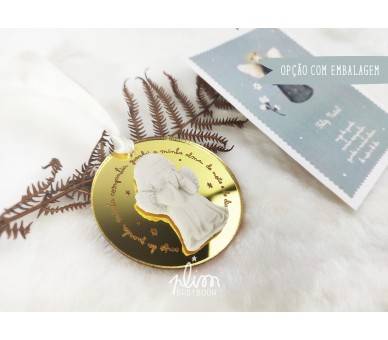 pendente oração anjo de guarda, com anjo de gesso - sugestão de presente para crianças