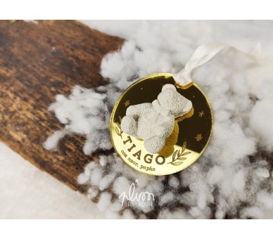 pendente personalizado, com urso de gesso - sugestão de presente para crianças