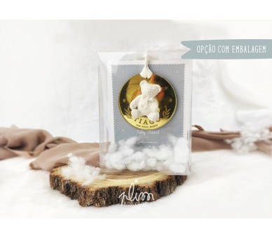pendente personalizado, com urso de gesso - sugestão de presente para crianças