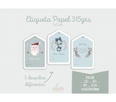 PACK etiquetas para presentes - papel 315grs -FELIZ NATAL, BOAS FESTAS, FELICIDADE É