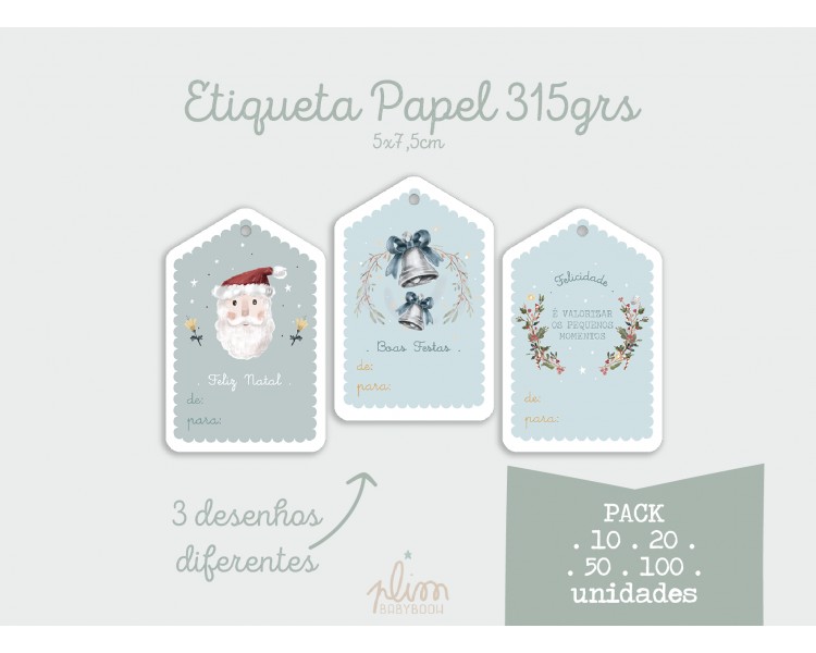 PACK etiquetas para presentes - papel 315grs -FELIZ NATAL, BOAS FESTAS, FELICIDADE É