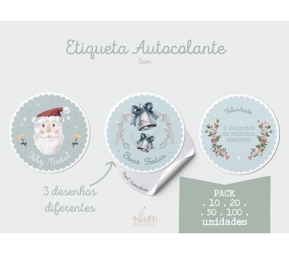 PACK etiquetas autocolante - Feliz Natal, Boas festas, Felicidade é ... - para presentes -10, 20 ,50, 100