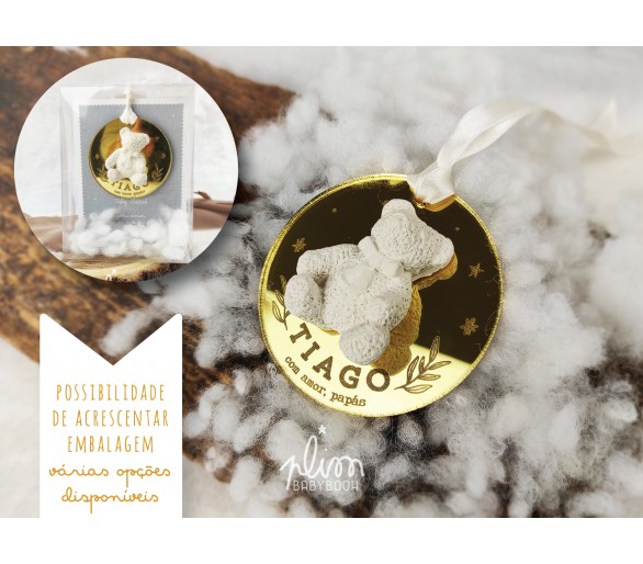 pendente personalizado, com urso de gesso - sugestão de presente para crianças