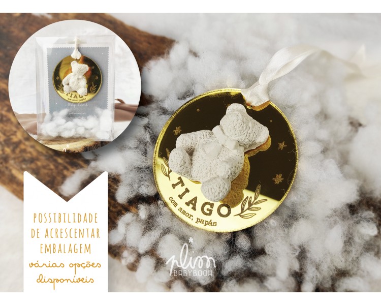 pendente personalizado, com urso de gesso - sugestão de presente para crianças