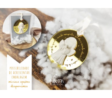 pendente oração anjo de guarda, com anjo de gesso - sugestão de presente para crianças