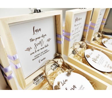 Convite caixa com pedido + mini placa - Padrinho ou madrinha de casamento, batismo, damas de honra