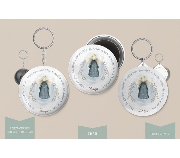 Ilustração anjo personalizado - oração anjo da guarda - iman / porta-chaves