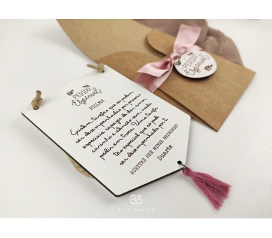 Convite mini placa pessoas especiais + envelope - padrinho