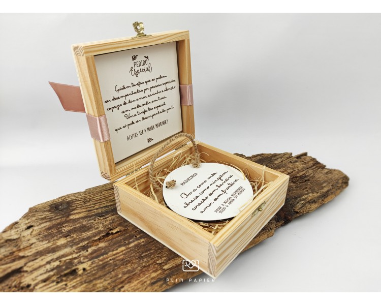 Convite mini placa + envelope - madrinha