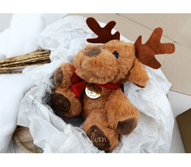 Peluche Rena com medalha personalizada - possibilidade de acrescentar embalagem