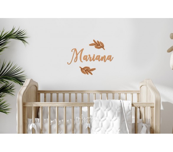 Nome de parede em madeira