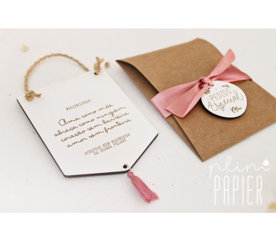 Convite mini placa + envelope - madrinha