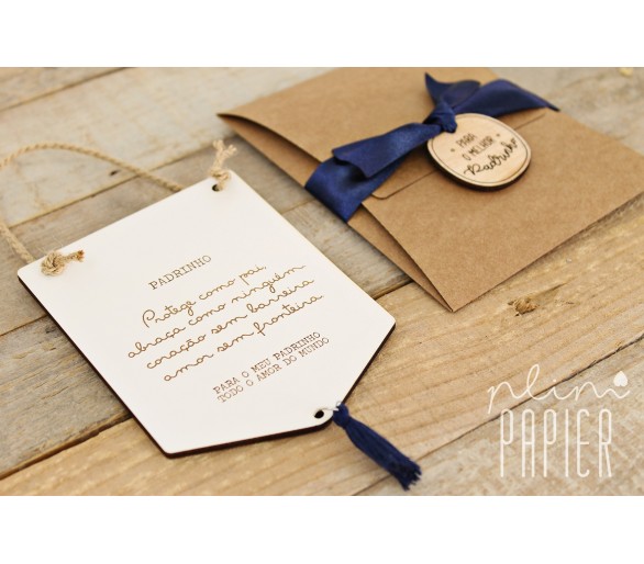 mini placa Padrinho - protege como pai + embalagem