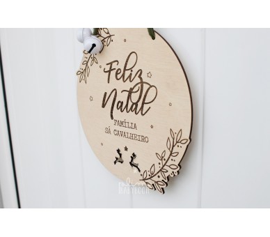 placa feliz natal personalizada com nome família