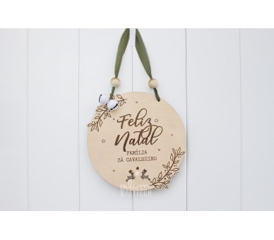 placa feliz natal personalizada com nome família