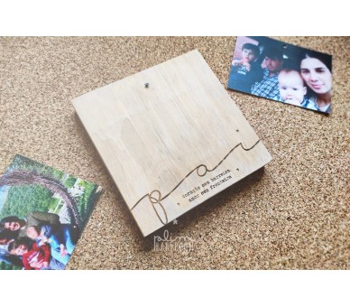 Placa de madeira Pai - coração sem barreira, amor sem fronteira - com fotografia
