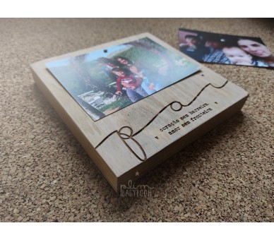 Placa de madeira Pai - coração sem barreira, amor sem fronteira - com fotografia
