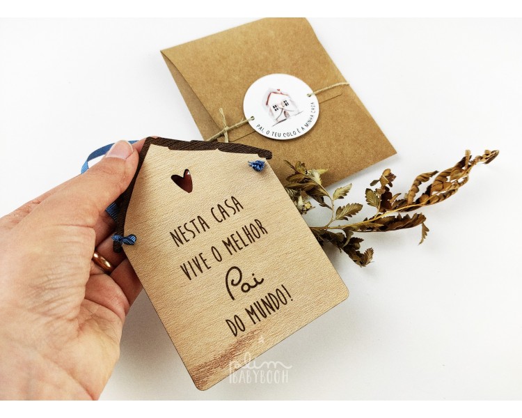 mini placa pai - Pai, o teu colo é a minha casa - personalizada + embalagem