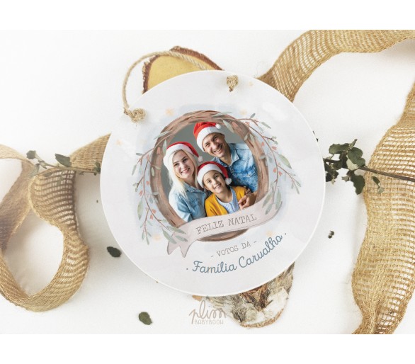 placa de madeira personalizada com ilustração - nome + frase - natal