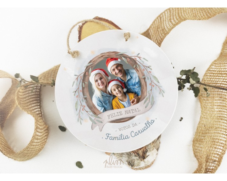 placa de madeira personalizada com ilustração - nome + frase - natal