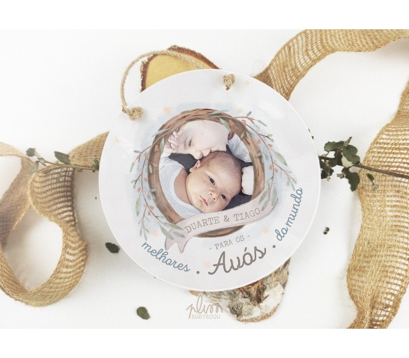placa de madeira personalizada com ilustração - nome + frase - natal