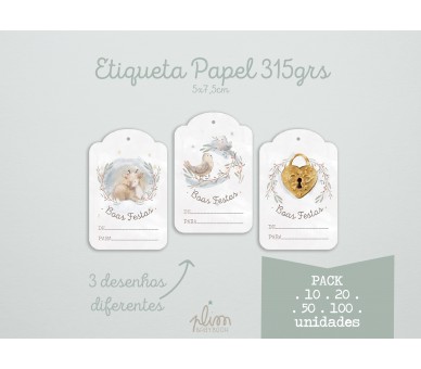 PACK etiquetas para presentes - papel 315grs -boas festas, feliz natal