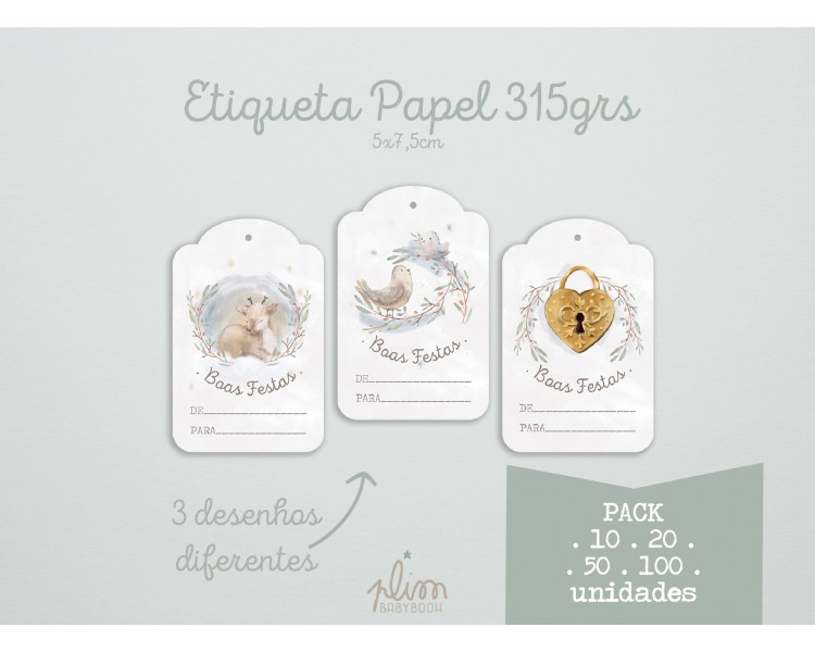 PACK etiquetas para presentes - papel 315grs -boas festas, feliz natal