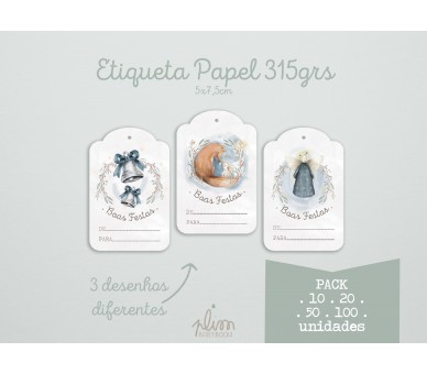 PACK etiquetas para presentes - papel 315grs -boas festas, feliz natal