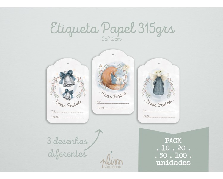 PACK etiquetas para presentes - papel 315grs -boas festas, feliz natal