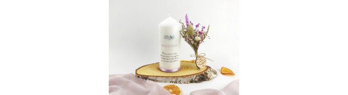 Velas e Ramos de flores preservadas